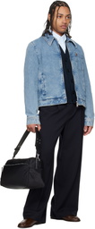 AMI Paris Blue Cotton Contrasted 'Ami De Coeur' Denim Jacket