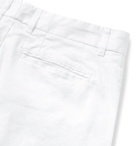 120% - Slim-Fit Garment-Dyed Stretch Linen and Cotton-Blend Twill Shorts - White