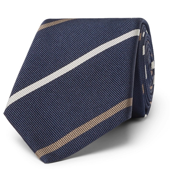 Photo: Brunello Cucinelli - 6.5cm Striped Silk-Twill Tie - Men - Navy