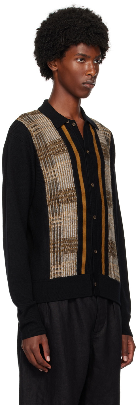 King & Tuckfield Black & Brown Merino Wool Cardigan