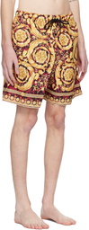 Versace Underwear Gold & Red Wild Barocco Swim Shorts
