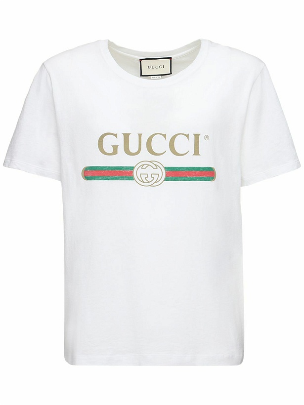 Photo: GUCCI - Logo Print Cotton Jersey T-shirt