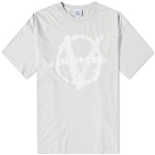 Vetements Men's Reverse Anarchy Logo T-Shirt in Oyster Mushroom/White
