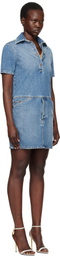 Moschino Blue Laurel Crown Emblem Denim Minidress