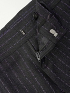 Etro - Straight-Leg Logo-Embroidered Wool-Blend Jacquard Suit Trousers - Gray