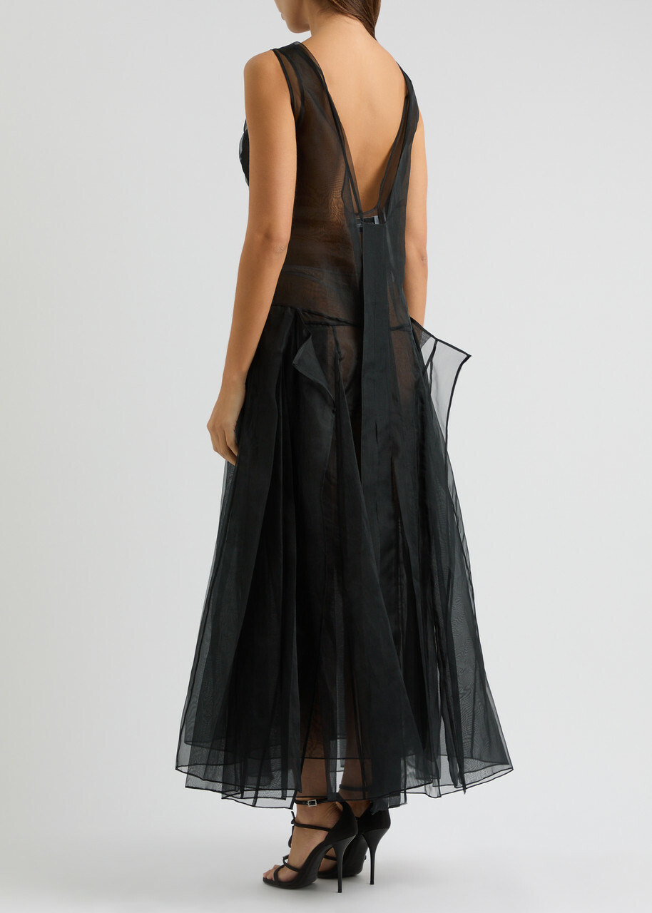 16 Arlington Morfyd Sheer Organza Midi Dress Black 6 (UK6 / XS)
