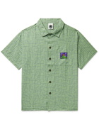 GOOD MORNING TAPES - Mind Maps Logo-Appliqued Cotton and Linen-Blend Shirt - Green