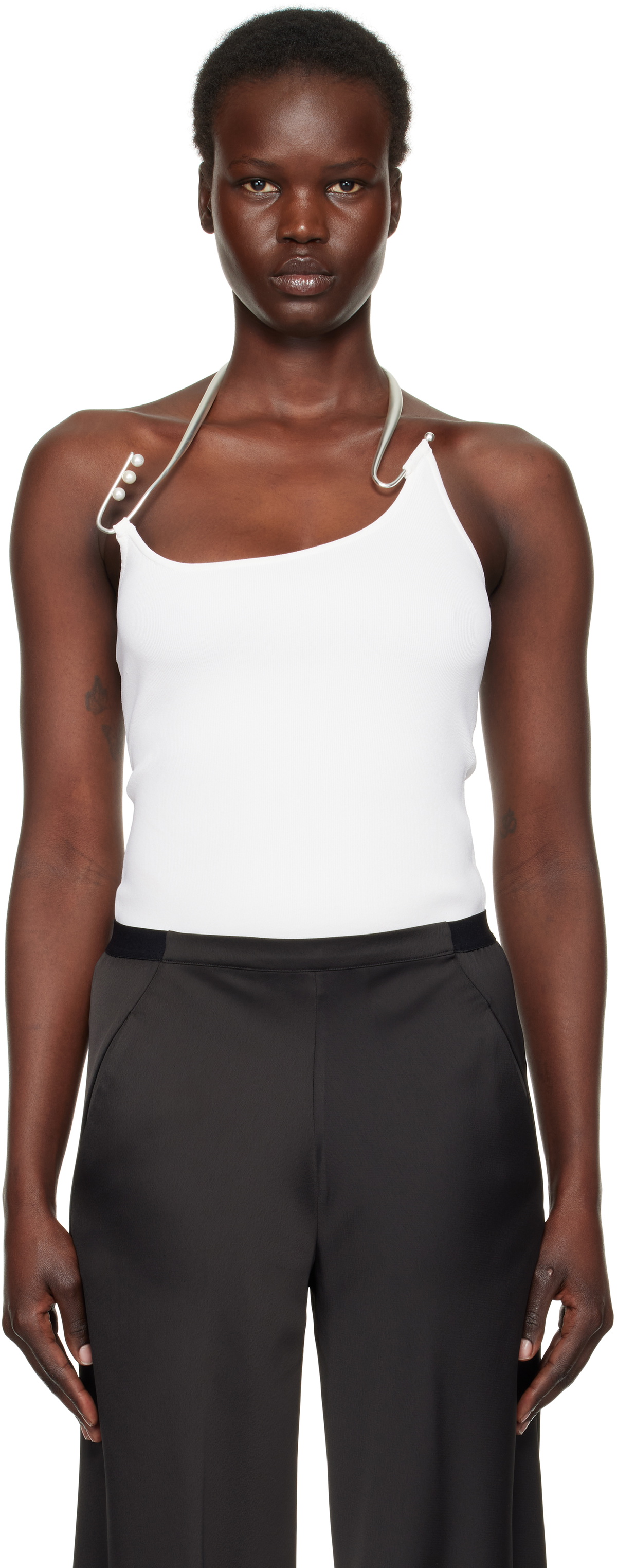 トップス Christopher Esber reverse tank top Christopher Esber Black Reverse T-Bar Halter Tank Top