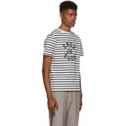 JW Anderson Navy and Off-White Striped Logo T-Shirt