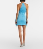 David Koma Feather-trimmed satin minidress