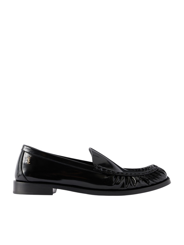 Photo: SAINT LAURENT - Theobald Cassandre-Embellished Leather Loafers - Black