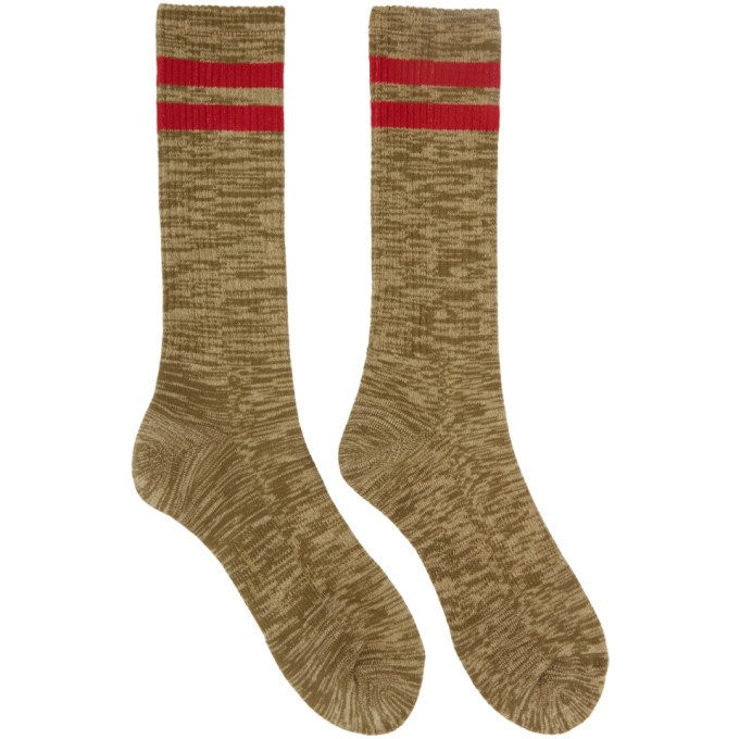 Photo: Comme des Garcons Homme Khaki and Beige Paralleled Socks