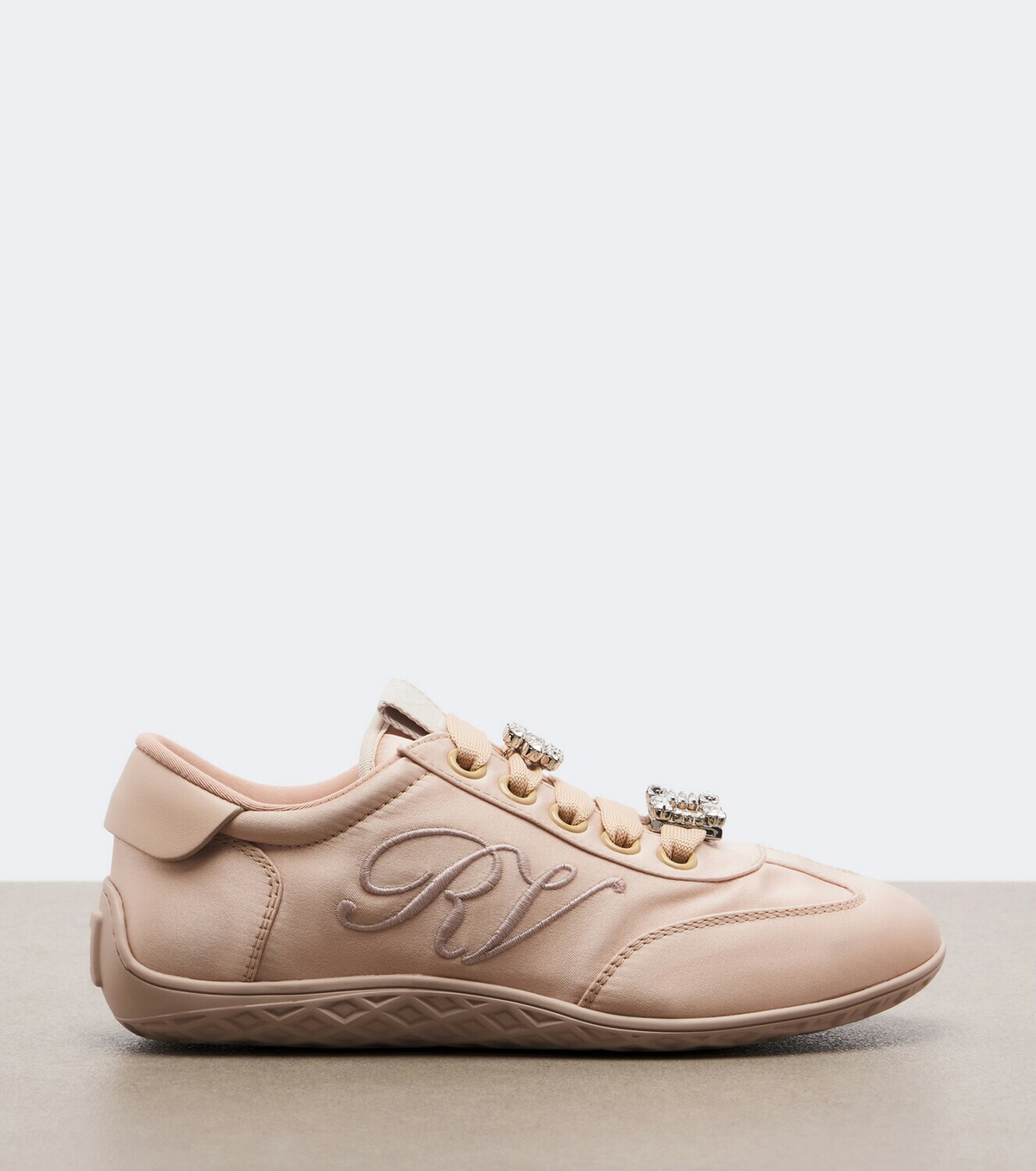 Roger Vivier Viv Low leather-trimmed satin sneakers