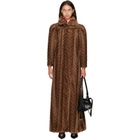 Balenciaga Brown Cable Knit Faux Fur Coat