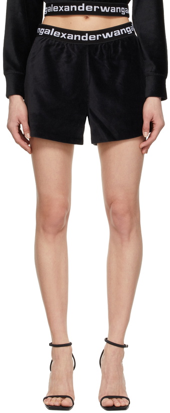 Photo: alexanderwang.t Black Logo Elastic Shorts