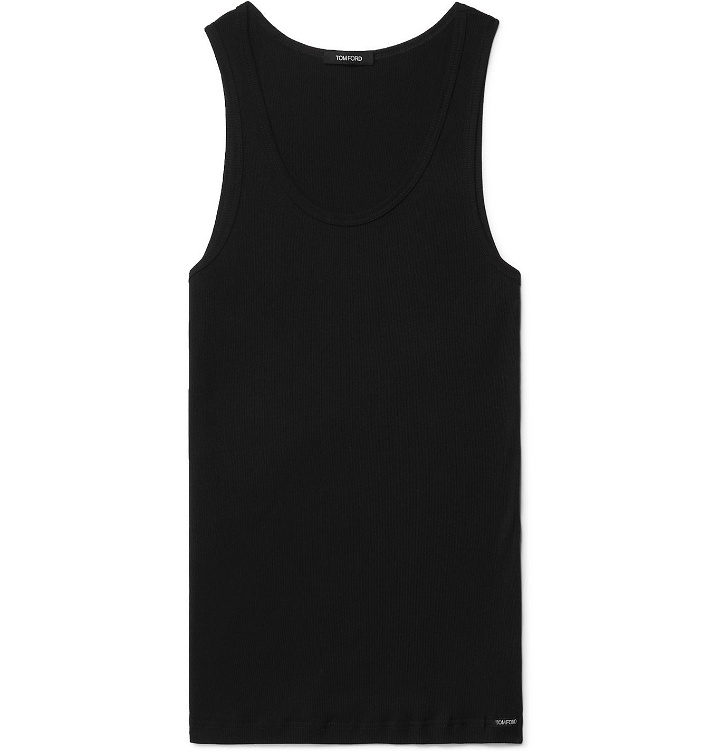 Photo: TOM FORD - Ribbed Cotton and Modal-Blend Jersey Tank Top - Black