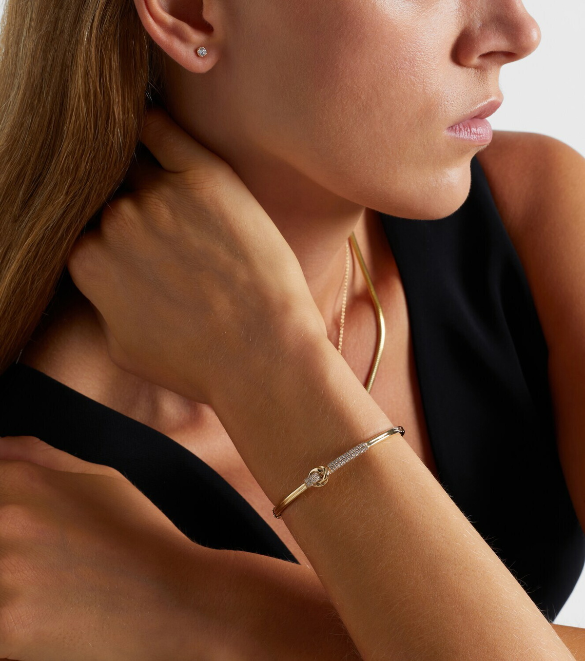 Stone and Strand 14kt gold bangle with diamond