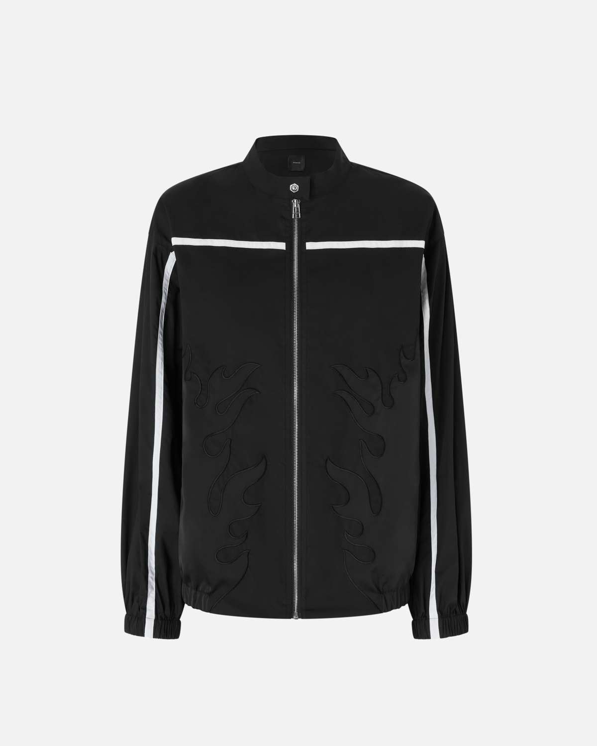 Pinko Poplin Bomber Jacket With Flame Design Limo Black