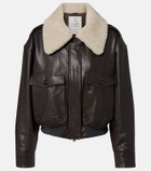 Brunello Cucinelli Shearling-trimmed leather bomber jacket