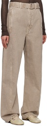 LEMAIRE Beige Twisted Belted Jeans