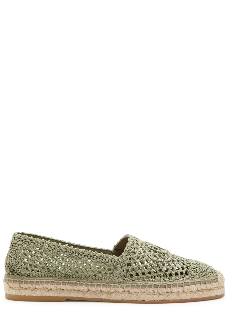 Chloe Isla Crocheted Espadrille Flats Green