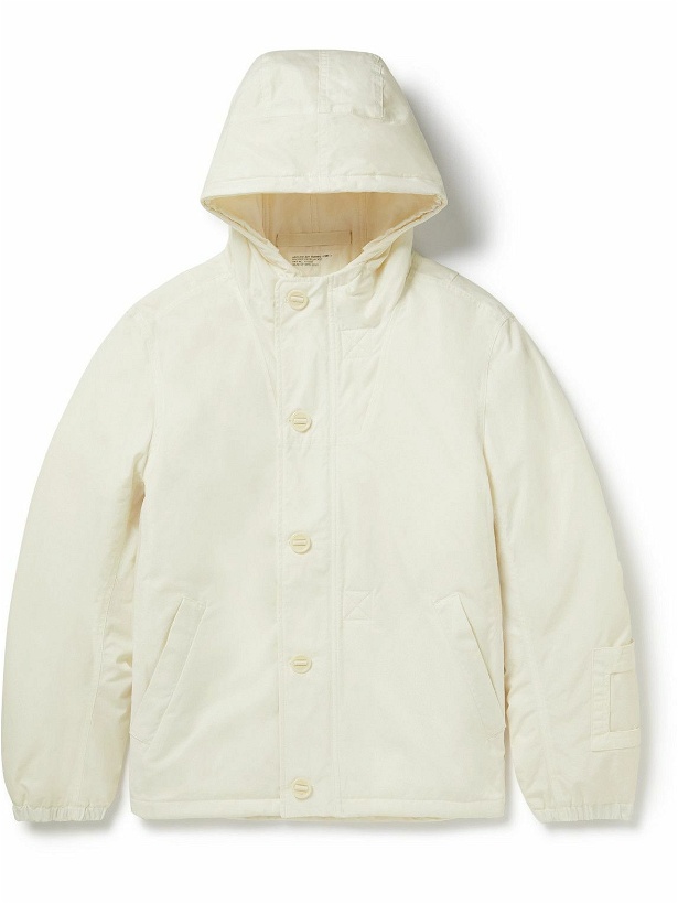 Photo: Applied Art Forms - CM1-1 Padded Cotton-Gabardine Hooded Jacket - White