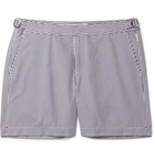 Orlebar Brown - Bulldog Mid-Length Striped Seersucker Swim Shorts - Blue