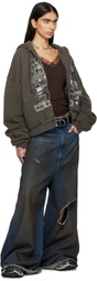 LU'U DAN Gray Wadded Hoodie