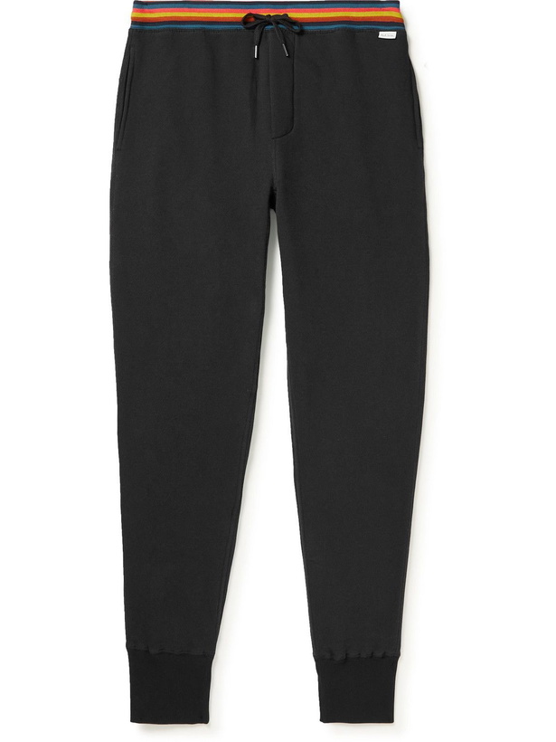 Photo: Paul Smith - Tapered Stripe-Trimmed Cotton-Jersey Drawstring Sweatpants - Black