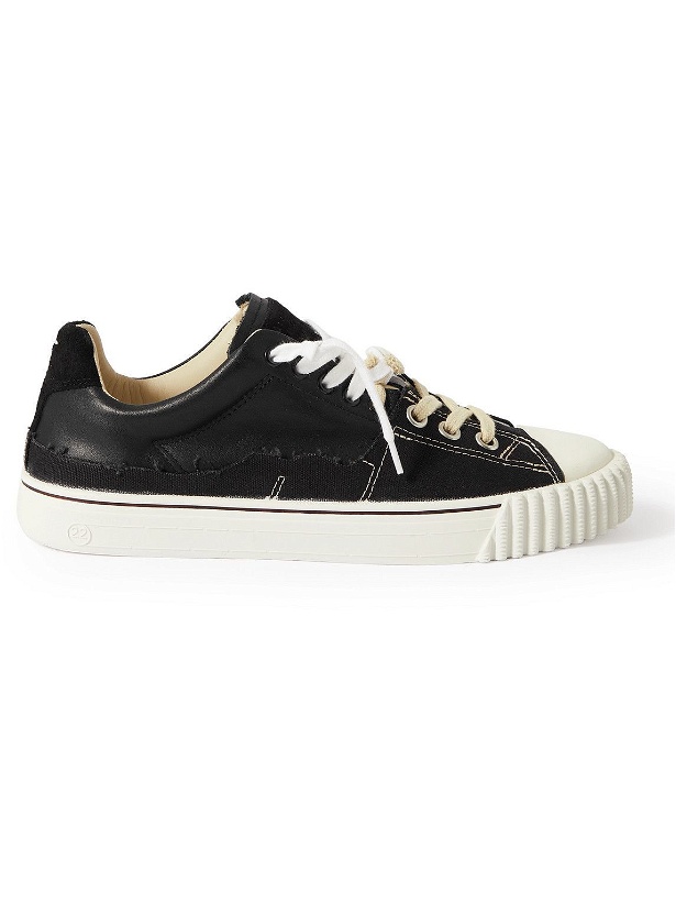 Photo: Maison Margiela - Evolution Distressed Canvas and Leather Sneakers - Black