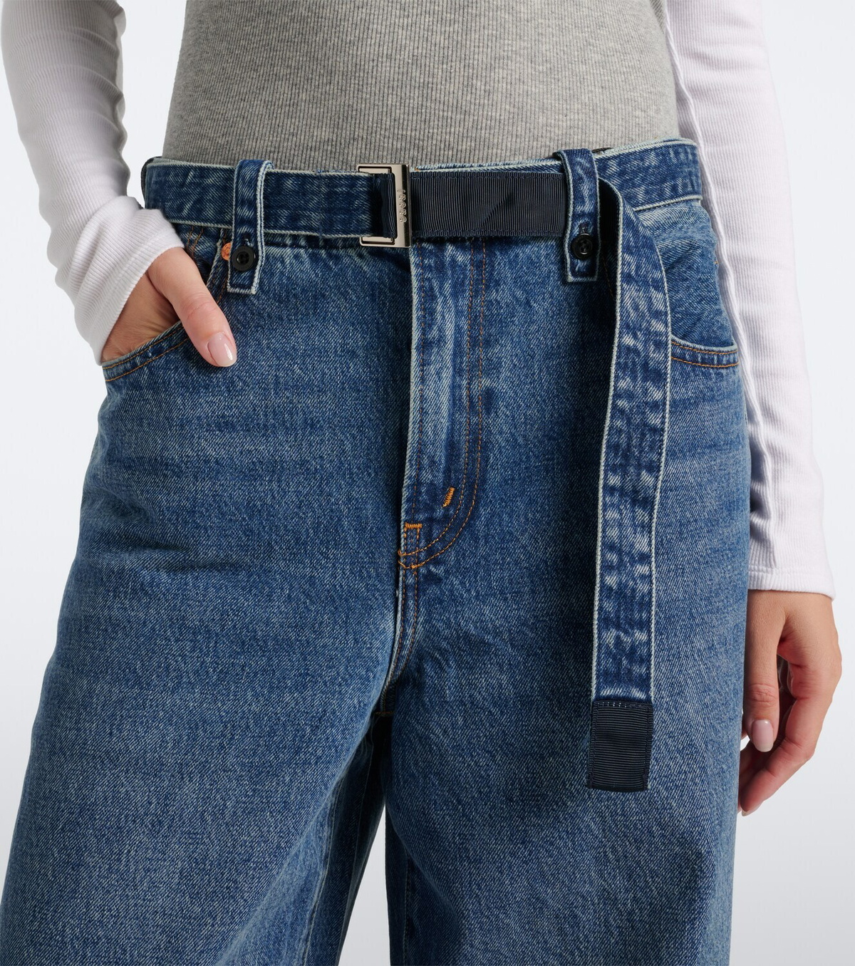 Sacai Belted wide-leg jeans