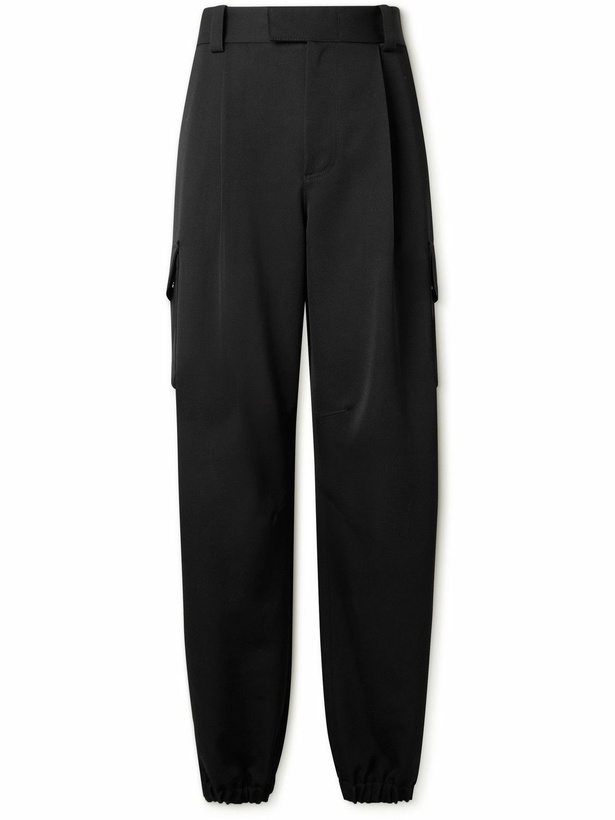 Photo: Bottega Veneta - Wide-Leg Pleated Wool Grain de Poudre Trousers - Black