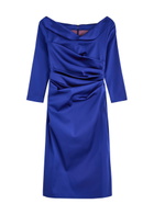 Talbot Runhof Gathered Satin Dress Blue