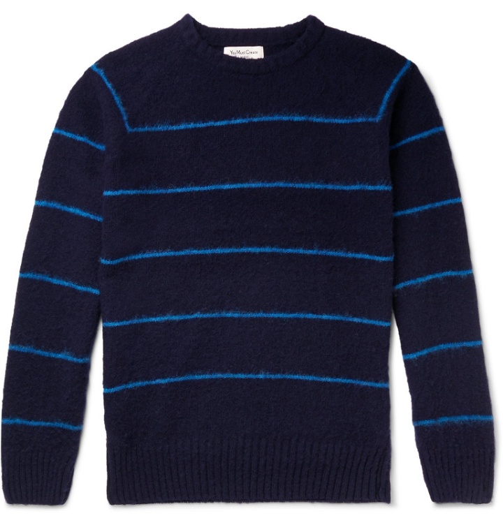Photo: YMC - Striped Brushed-Wool Sweater - Blue