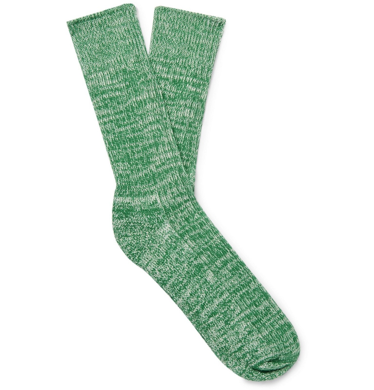 Photo: Albam - Mélange Combed Cotton-Blend Socks - Green