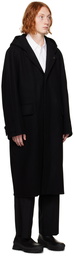 Solid Homme Black Hooded Coat