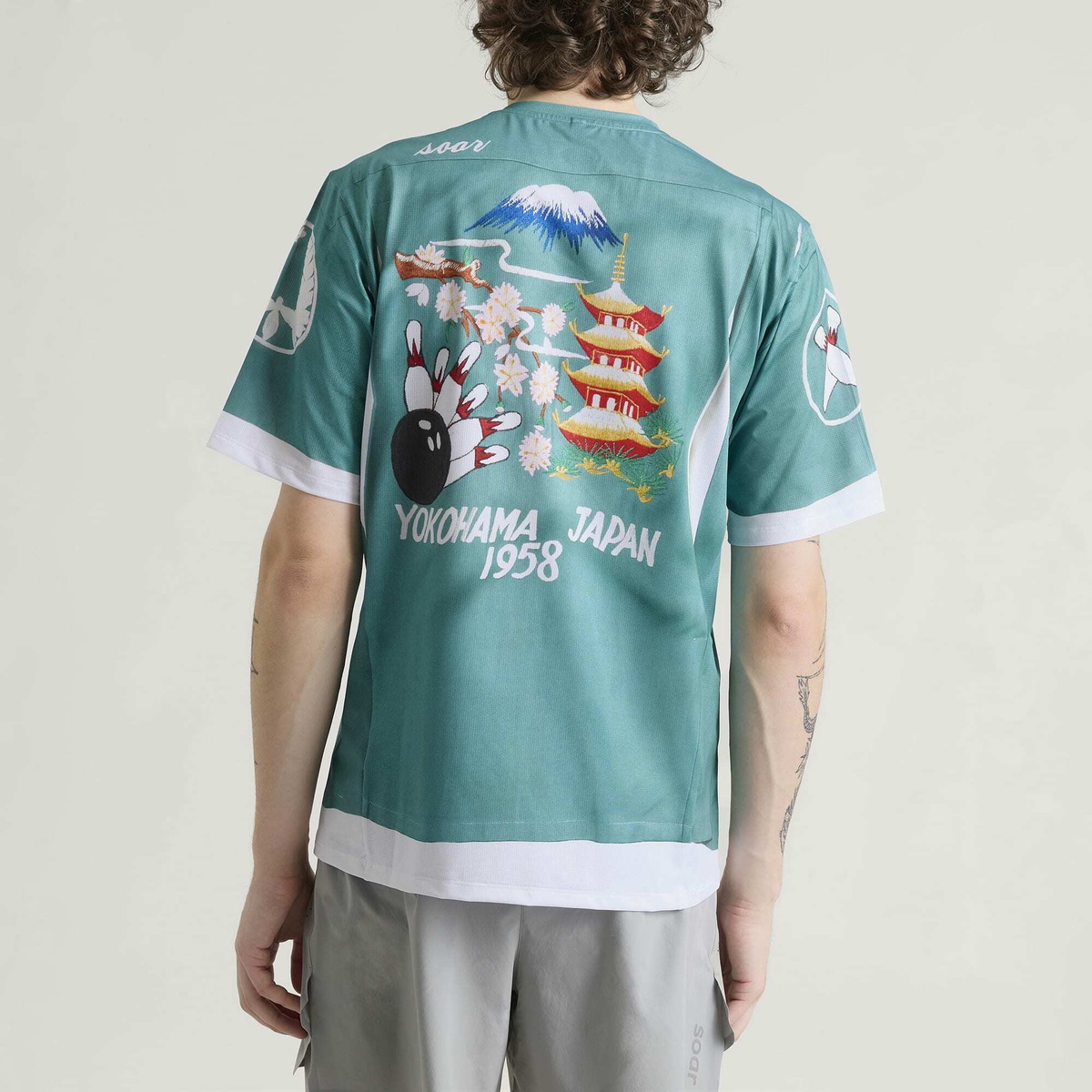 SOAR Men's Printed Tech T-Shirt in Bowling Shirt