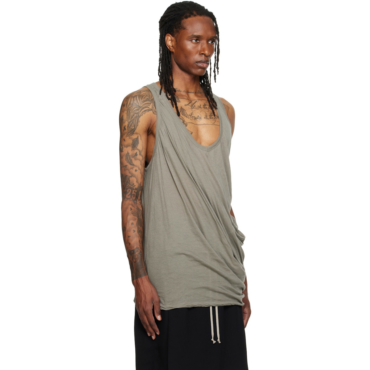 Rick Owens Taupe Tower Draped Pony Tank Top