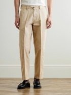Drake's - Straight-Leg Peached Cotton-Twill Trousers - Neutrals