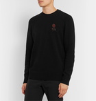 Alexander McQueen - Slim-Fit Suede Elbow-Patch Embellished Wool and Cashmere-Blend Sweater - Black