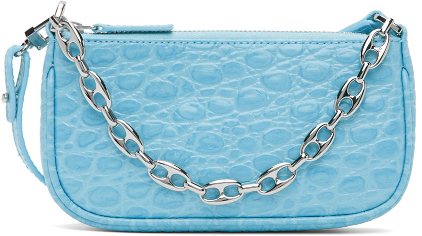 BY FAR Blue Croc Rachel Mini Bag By Far