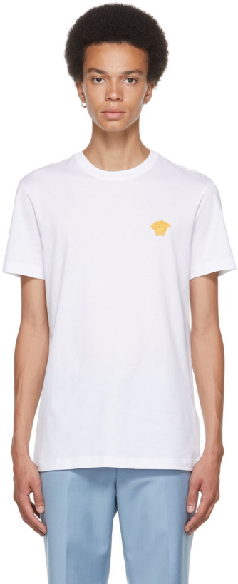 Photo: Versace White Embroidered Medusa T-Shirt