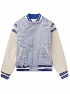 Rhude - Jacquard-Knit and Leather Varsity Jacket - Blue