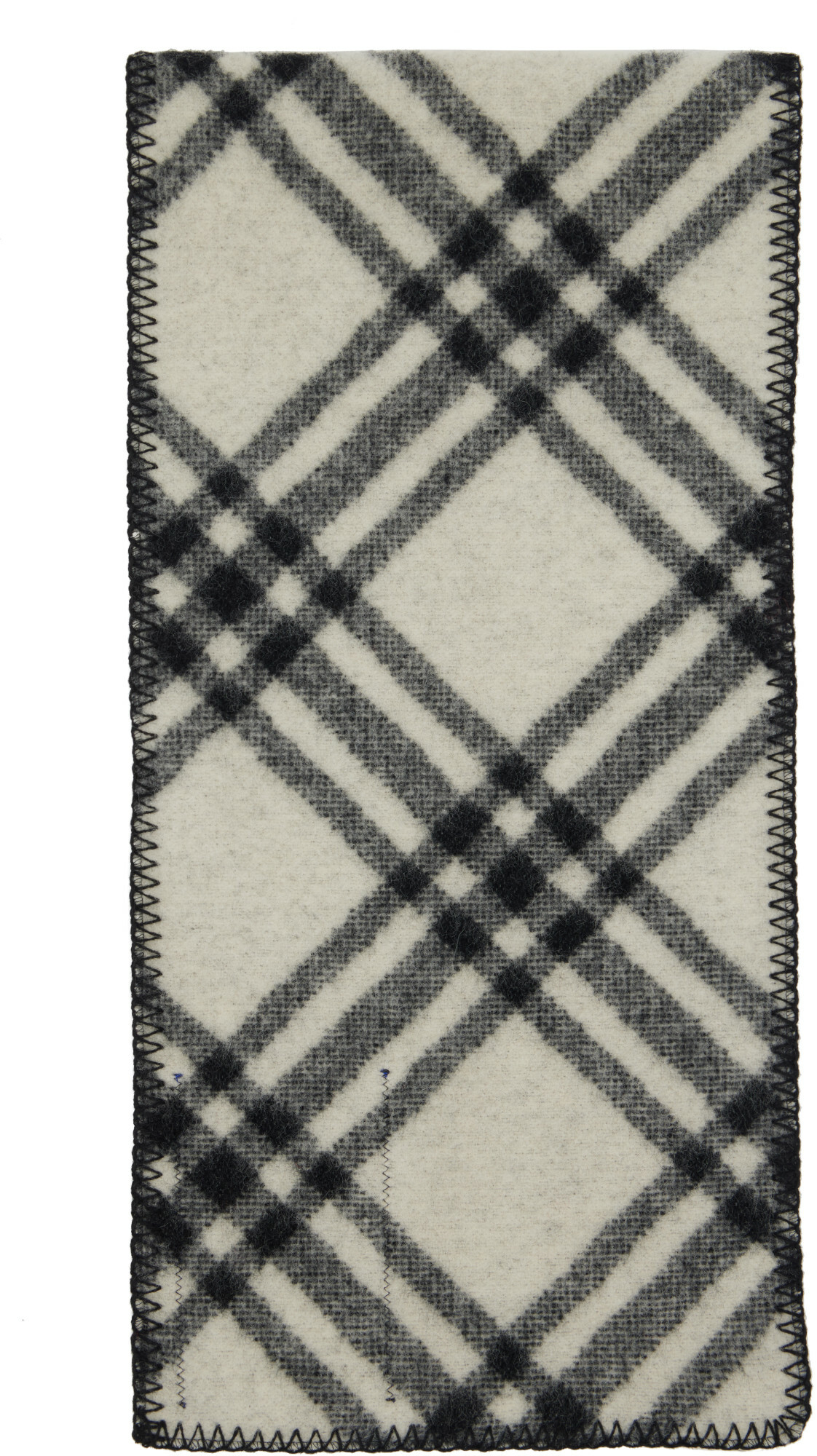 Burberry Black & Off-White Check Wool Scarf