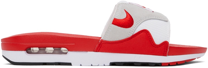 Photo: Nike Red & White Air Max 1 Slide Sandals