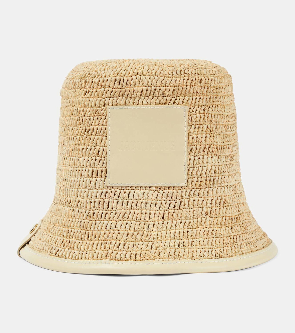 ハット Jacquemus Le bob Soli Le Bob Soli Raffia & Black Leather Bucket Hat | Neiman Marcus