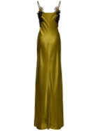 ALBERTA FERRETTI Satin & Lace Long Dress