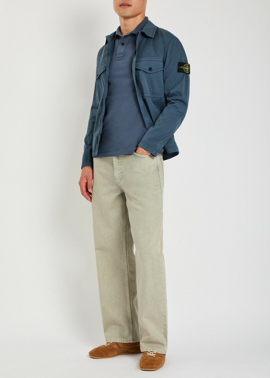 Stone Island Logo-appliquéd Stretch-cotton Overshirt Blue Dark