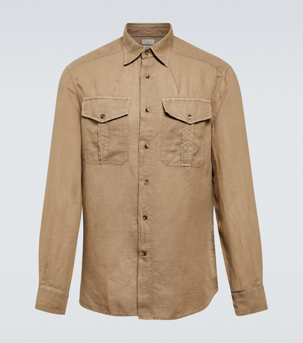 Brunello Cucinelli Women's Linen and Cotton Blend Shirt Beige main image 1
