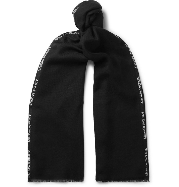 Photo: Alexander McQueen - Logo-Trimmed Cashmere and Silk-Blend Scarf - Black